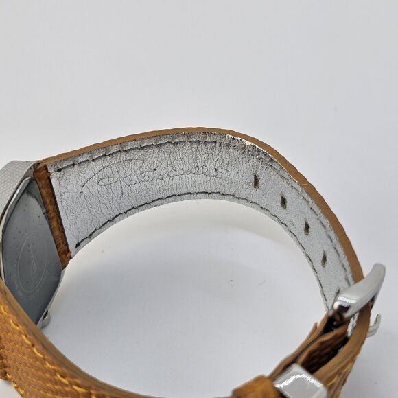 Roberto Cavalli 31MM Curvi Silver Tone Honey Leather Strap Women\'s‎ Watch main image 5